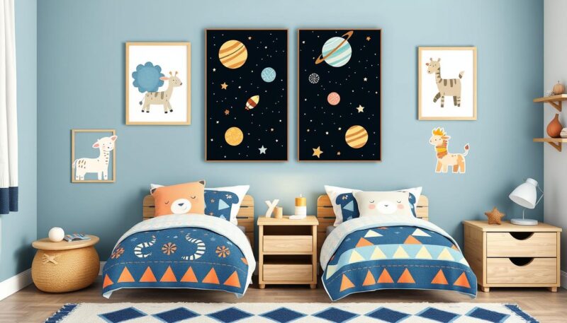 twin boy bedroom wall art